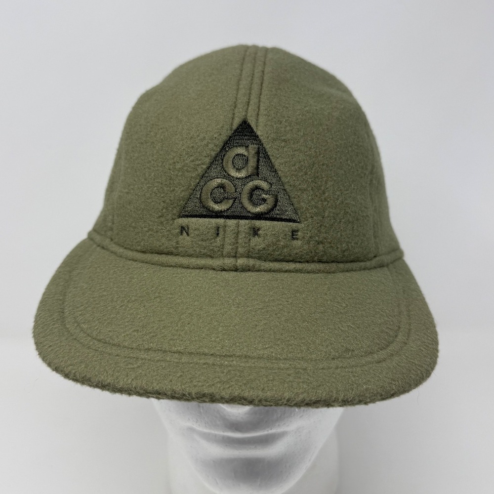 Nike ACG Fleece 4 Panel Hat Olive Green Adjustable Strapback Triangle Logo Cap